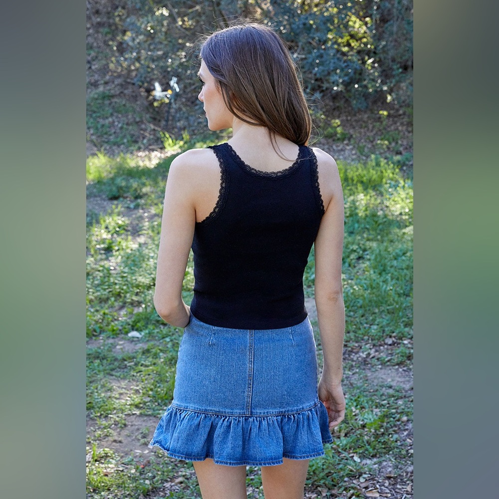 Denim Ruffle Skirt - Picture 2 of 8